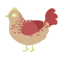 A beige and red chicken with a half-lace pattern
