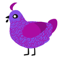 A blurple and plum chicken with a double-lace pattern