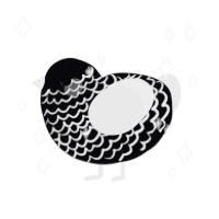 Spinet, a white and black chicken with a lace pattern