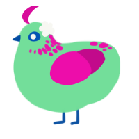 A spring and fuchsia chicken with a neck-speckle pattern