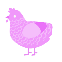 A lavender chicken with a lace pattern