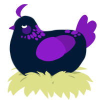 A tumblr and violet chicken with a neck-speckle pattern