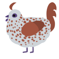 A mist and russet chicken with a speckle pattern
