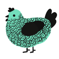 A mint and black chicken with a double-lace pattern