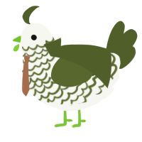 A white and olive chicken with a lace pattern