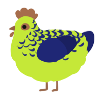 A lime and navy chicken with a half-lace pattern
