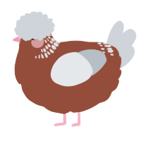 A russet and mist chicken with a neck-band pattern