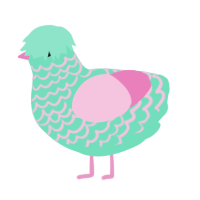 A mint and pink chicken with a lace pattern