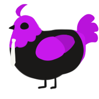 A sable and amethyst chicken with a head pattern