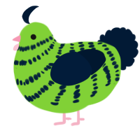 A grass and tumblr chicken with a bar pattern