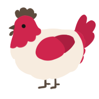 A cream and crimson chicken with a head pattern