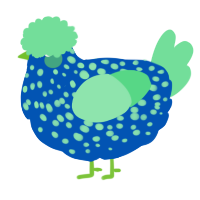 A ultramarine and spring chicken with a speckle pattern