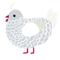A mist and white chicken with a lace pattern
