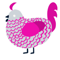 A mist and fuchsia chicken with a lace pattern