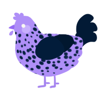 A lilac and tumblr chicken with a speckle pattern
