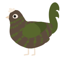 A bark and olive chicken with a bar pattern