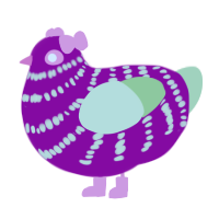 A plum and gluppy chicken with a bar pattern