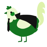 A leaf and apple chicken with a head pattern