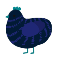 A tumblr and navy chicken with a bar pattern
