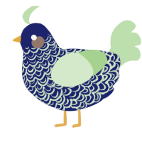 A navy and gluppy chicken with a double-lace pattern