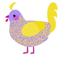 A lilac and yellow chicken with a double-lace pattern