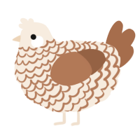 A cream and brown chicken with a lace pattern