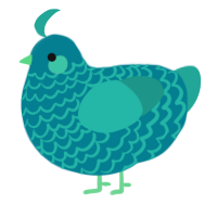 A sea and turquoise chicken with a lace pattern