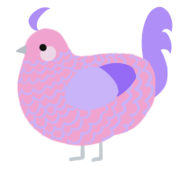 A pink and lilac chicken with a lace pattern