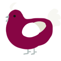 A maroon and white chicken