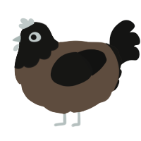 A bark and black chicken with a head pattern