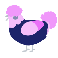 A navy and lavender chicken with a head pattern
