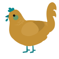 A gold chicken with a neck-band pattern
