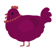 A wine chicken with a neck-band pattern
