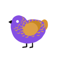 Cauldron, a blurple and orange chicken with a half-lace pattern