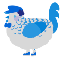 A pink and sapphire chicken with a half-lace pattern