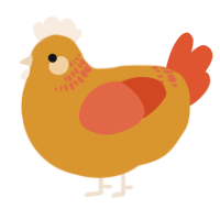 A orange and vermilion chicken with a neck-band pattern