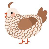A cream and brown chicken with a lace pattern