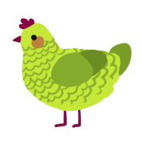 A lime and chartreuse chicken with a lace pattern
