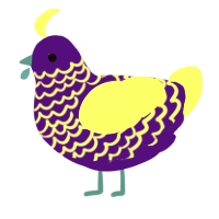 A blurple and lime chicken with a lace pattern