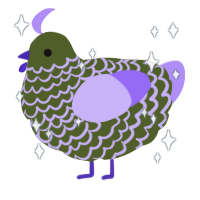 A olive and lilac chicken with a lace pattern