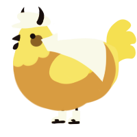 A orange and yellow chicken with a head pattern