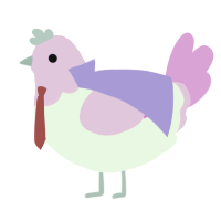 A white and lavender chicken with a head pattern
