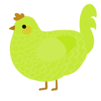 A lime chicken with a lace pattern