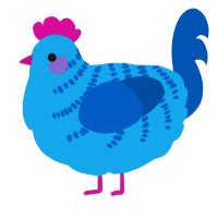 A sky and ultramarine chicken with a half-bar pattern