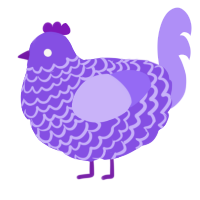 A blurple and lilac chicken with a lace pattern