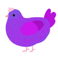 A blurple and amethyst chicken with a double-lace pattern