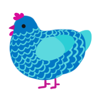 A sapphire and aqua chicken with a lace pattern