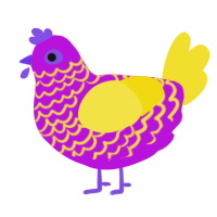 brady violation, a amethyst and yellow chicken with a lace pattern