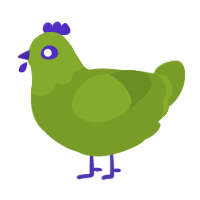 A chartreuse chicken with a head pattern