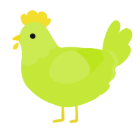 A lime chicken with a head pattern
